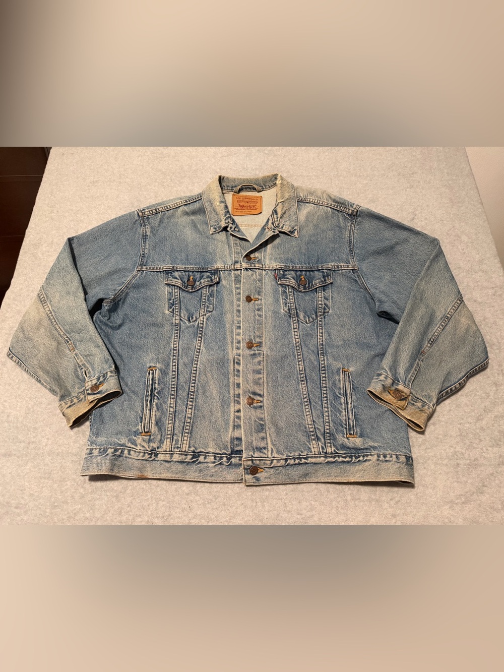 Levi’s Vtg 70507-0389 Trucker Jacket USA Made 1997 90s Denim Mens XXL Light Wash